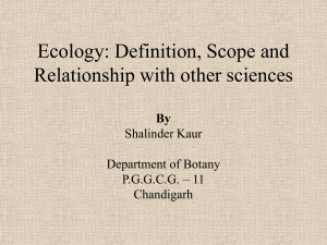 Ecology Definition Scope and Relationship with other sciences