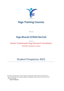 Yoga Training Courses Prospectus - Yoga Bharati