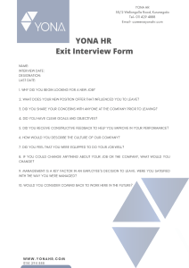YONA HR  Exit Interview Form