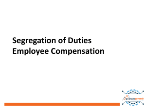 Segregation of Duties Employee Compensation