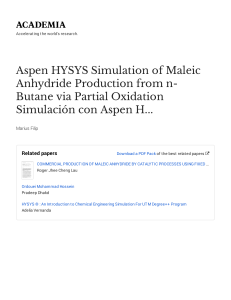 Aspen HYSYS Simulation of Maleic Anhydride Production from n-Butane via Partial Oxidation 604 -with-cover-page-v2