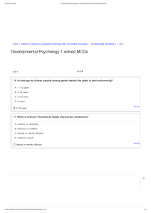 Developmental Psychology 1 solved MCQ's with PDF Download [set-4]