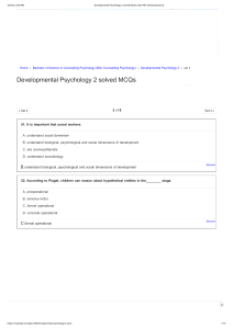 Developmental Psychology 2 solved MCQ's with PDF Download [set-3]