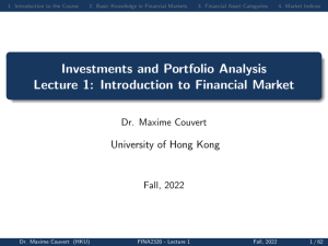 Investment portfolio Lecture 1