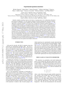 Experimental Quantum Memristor: Integrated Photonics