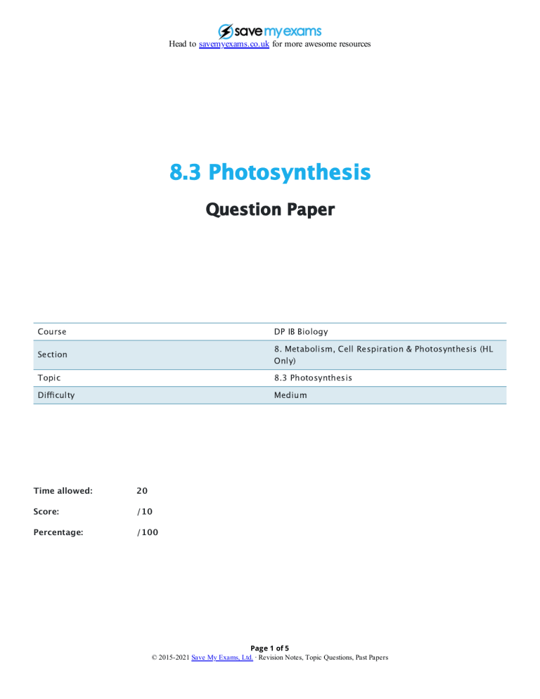 13 3b Photosynthesis 13 3b Photosynthesis