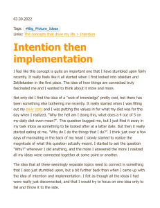 Intention then implementation
