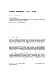 Dynamics and control of cranes A review