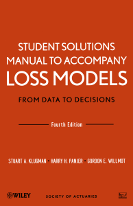 Student Solutions Loss Models  From Data to Decisions, 4th