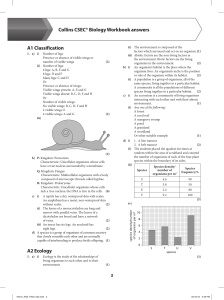 CSEC Biology Workbook Answers: Ecology & Classification