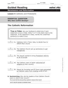 Renaisance and Reformation Worksheet