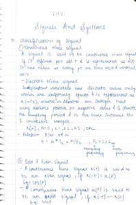 Signals and Systems: Classification of Signals