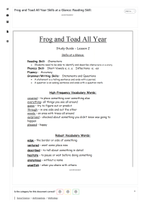 Frog and Toad All Year Skills at a Glance  Reading Skill 