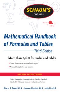 Mathematical Handbook of Formulas and Tables 124