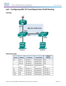 Lab - Configuring 802.1Q Trunk-Based Inter-VLAN Routing