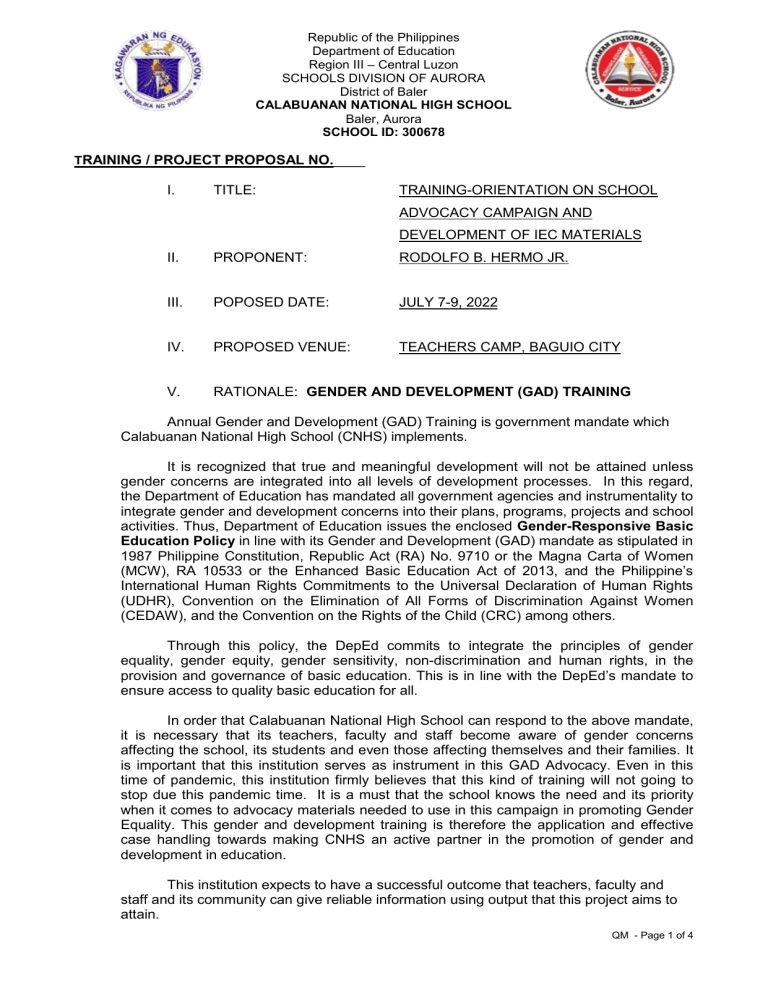 GAD PROPOSAL 2022
