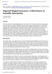 Printable Version - Imperial Mughal Literature  A Rich Source of Scientific Information - Student Pulse