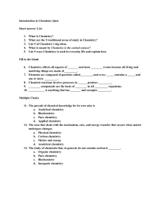 Introduction to Chemistry Quiz