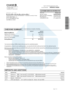 Chase Bank Checking Statement