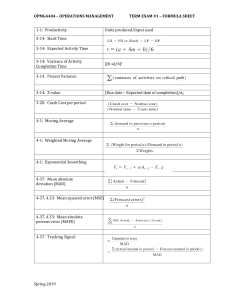 Term Exam 1 - Formula Sheet