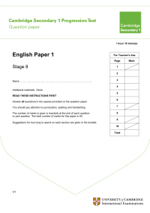 Secondary Progression Test - Stage 8 English Paper 1