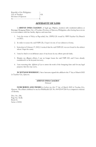 Affidavit of Loss - Airene Caagbay - [3 March 2022]