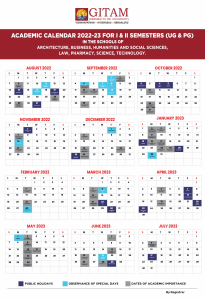 Academic Calendar - I & II semesters AY 2022-23