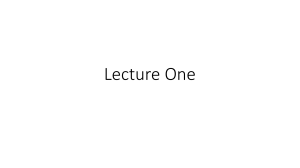 Lecture One