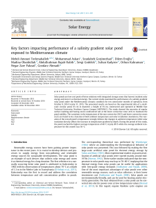 Key factors impacting performance of a salinity gradient solar pond exposed to Mediterranean climate