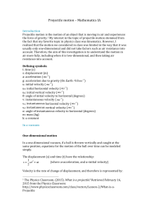 Projectile motion – Mathematics IA example