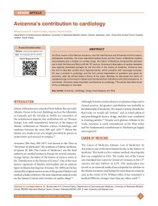 Aviceena contribution to cardiology