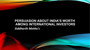 Persuasion about India's worth Siddharth Mehta