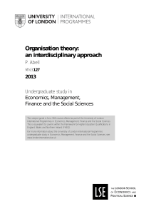 Organisation Theory: Interdisciplinary Approach Subject Guide