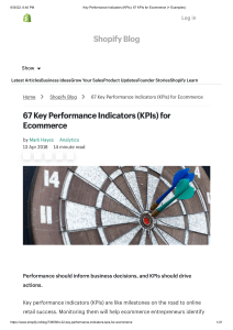 Key Performance Indicators (KPIs)  67 KPIs for Ecommerce