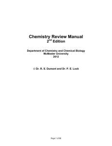 Chemistry Review Manual: Moles, Gases, Equilibrium, Thermochemistry