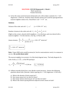 ECE 305 Homework 1 Solutions: Crystal Structures