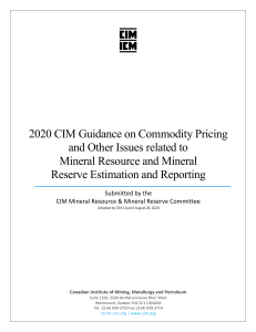 2020 cim guidance on commodity pricing