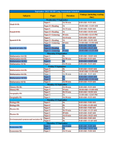 Class XII IB Final Exam Datesheet