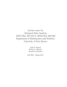 Advanced Data Analysis - Lecture Notes