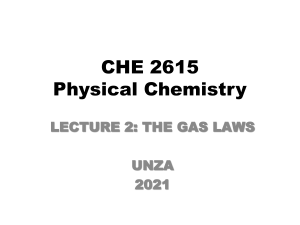 CHE 2615 Lec 2-The Gas Laws