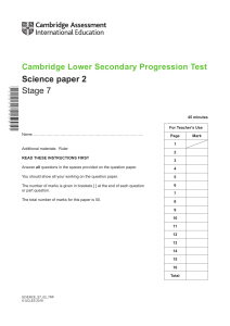 2018 CAIE P2 Questions Science Stage 7 Cambridge Lower Secondary Progression Test (1)