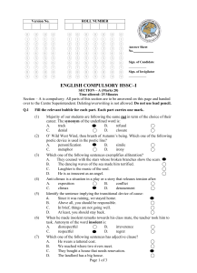 HSSC-I English Solution of Model Question Paper