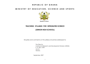 INTEGRATED SCIENCE SYLLABUS (SHS)