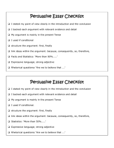 persuasive rubric checklist and exit slip