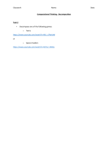 Task 2 - Decomposition of Actual Games
