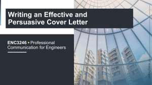 Lecture 8.31 Effective & Persuasive Cover Letters