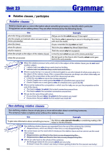 Relative Clauses and Participle clauses