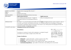 Grade 11 English Sentence Structures Lesson Plan