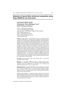 Selection of natural fibre reinforced composites using