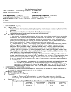 Lab 200 - Electrostatics -- Electric Charge and Force